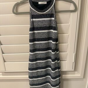 Lush Black and White Striped Mini Dress